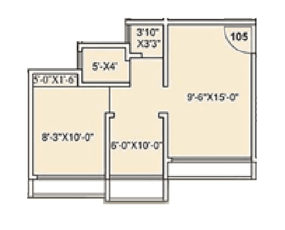Gladiolus Tower Unit plan - 482 sq.ft.