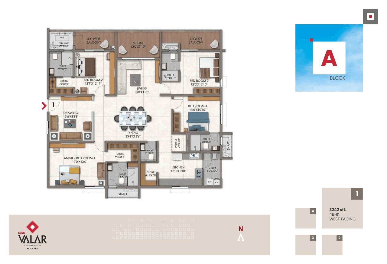 DSR Valar Unit plan - 2334 sq.ft.