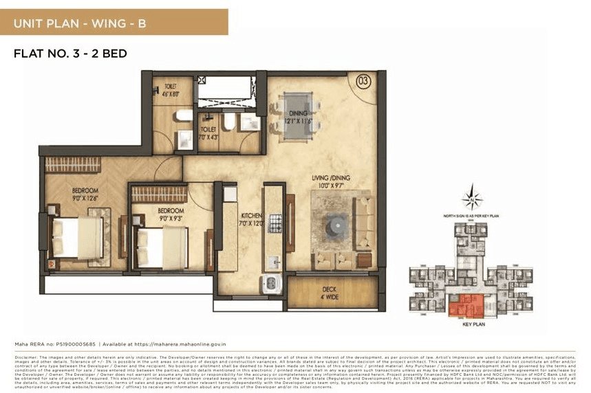 Runwal Timeless Unit plan - 691 sq.ft.