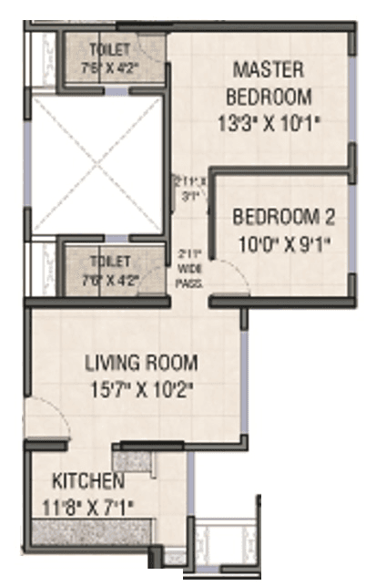 Mahavir Wishtara Unit plan - 569 sq.ft.