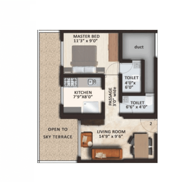Unit plan - 485 sq.ft.