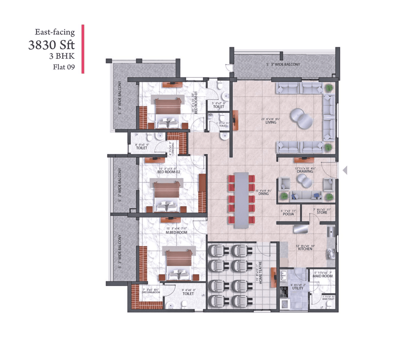 Hallmark Treasor Unit plan - 2681 sq.ft.