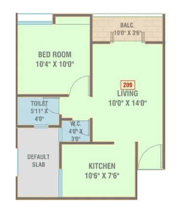Siddhi Valeentina Tower Unit plan - 449 sq.ft.