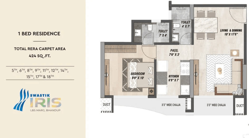 Unit plan - 424 sq.ft.