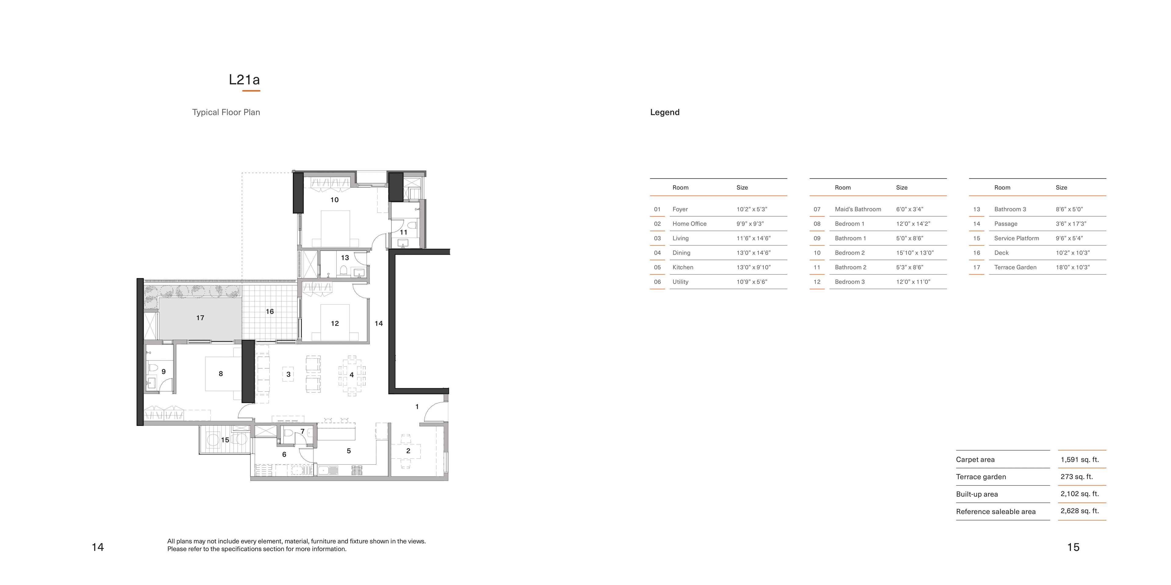 Unit plan - 1591 sq.ft.