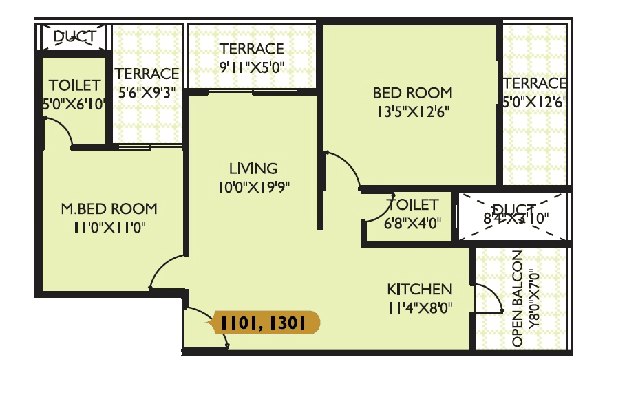 Keshav Leela Polaris Unit plan - 898 sq.ft.