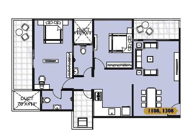 Keshav Leela Polaris Unit plan - 989 sq.ft.