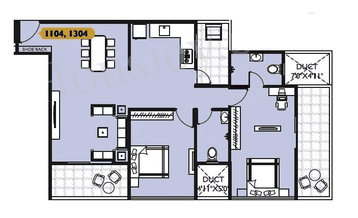 Keshav Leela Polaris Unit plan - 1042 sq.ft.