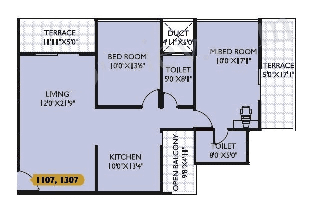 Keshav Leela Polaris Unit plan - 1043 sq.ft.