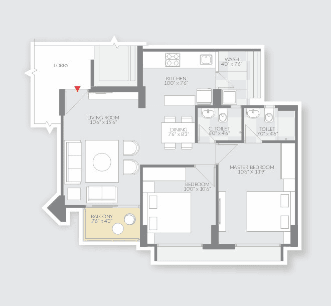 Vishwanath Maher Homes 5 Unit plan - 730 sq.ft.
