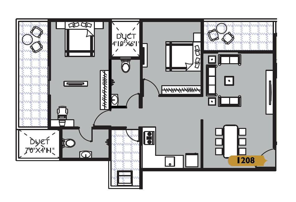 Keshav Leela Polaris Unit plan - 1017 sq.ft.