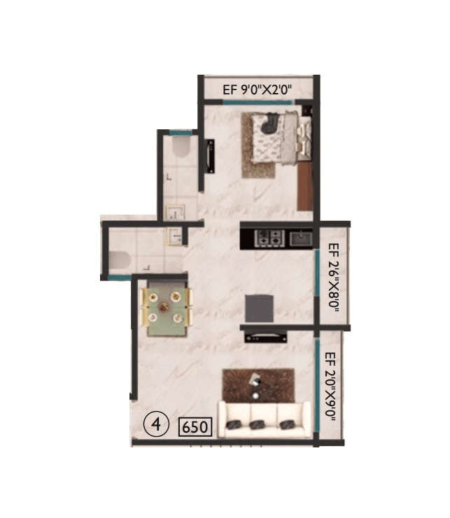 Horizon Heights Unit plan - 437 sq.ft.