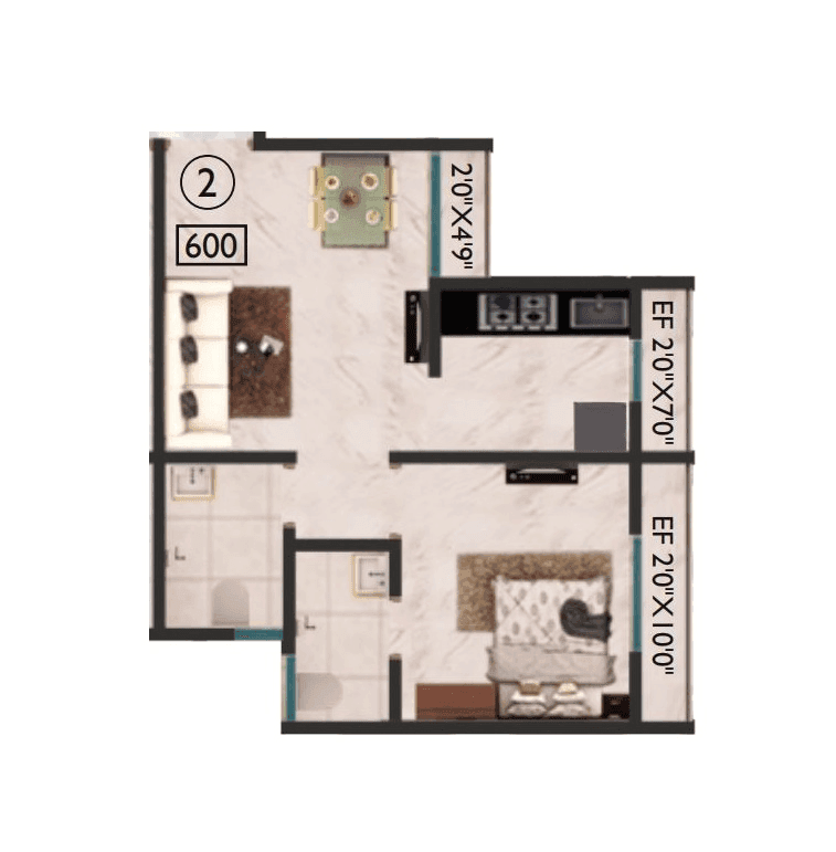 Unit plan - 395 sq.ft.