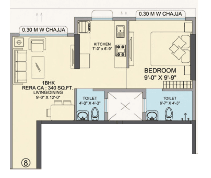 MK Oasis Unit plan - 340 sq.ft.