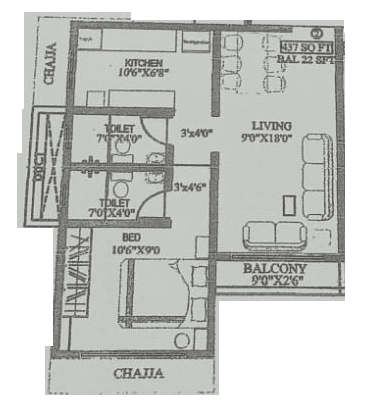 Unit plan - 465 sq.ft.