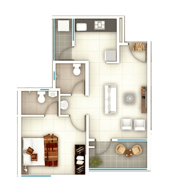 Sanskruti Meander Unit plan - 458 sq.ft.
