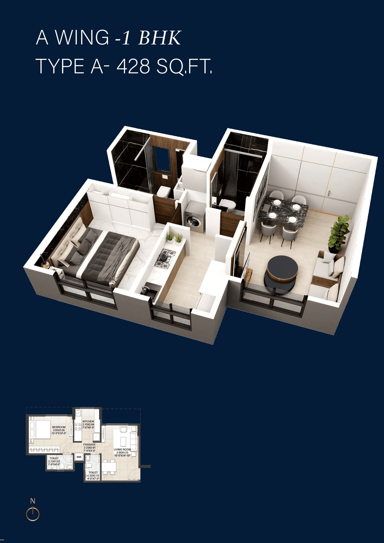 AVA Fatima Residency Unit plan - 428 sq.ft.