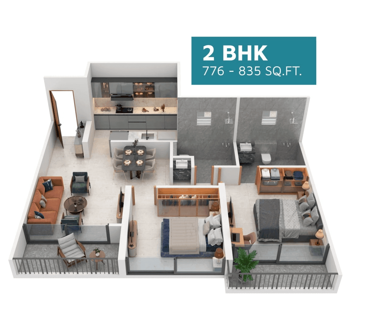 Namrata Irise Unit plan - 776 sq.ft.