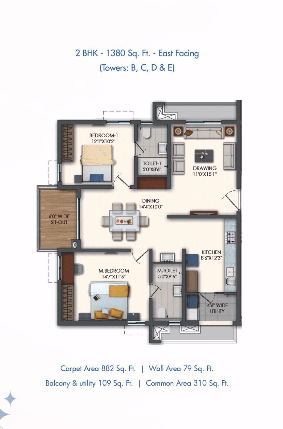 Unit plan - 991 sq.ft.