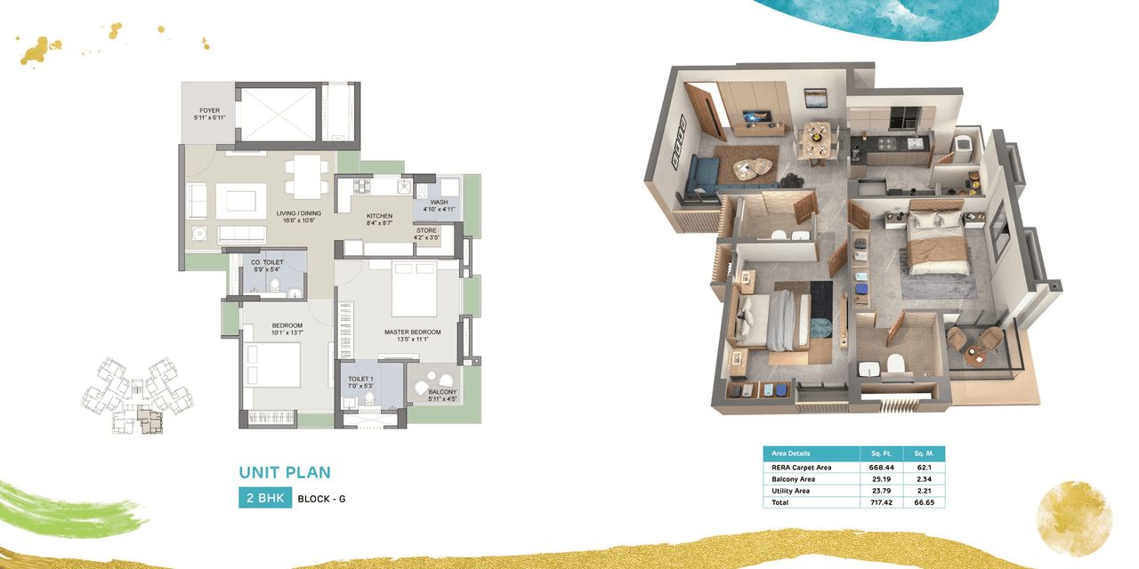 Adani Elysium Unit plan - 717 sq.ft.