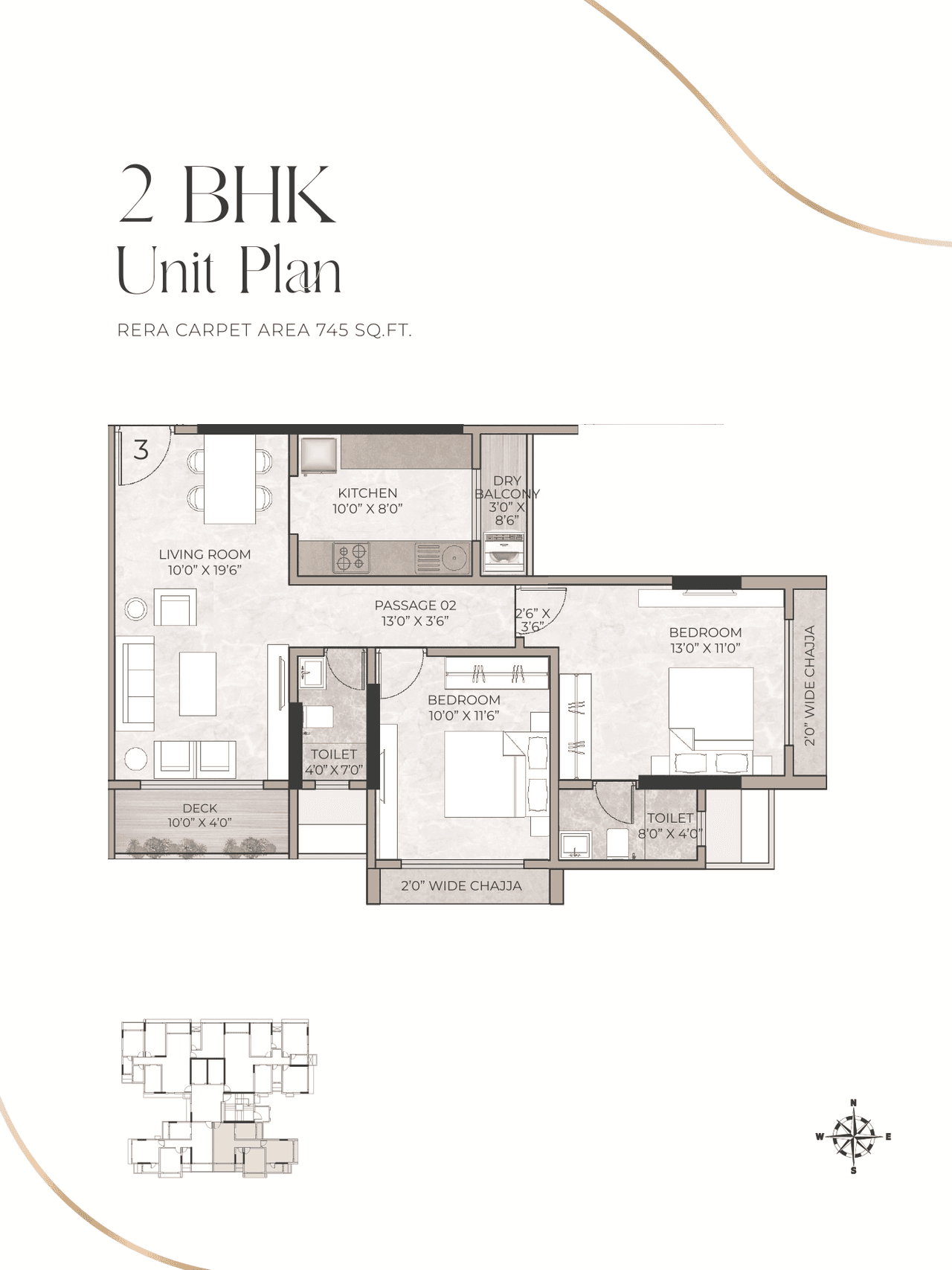 PSK Altair 77 Unit plan - 745 sq.ft.