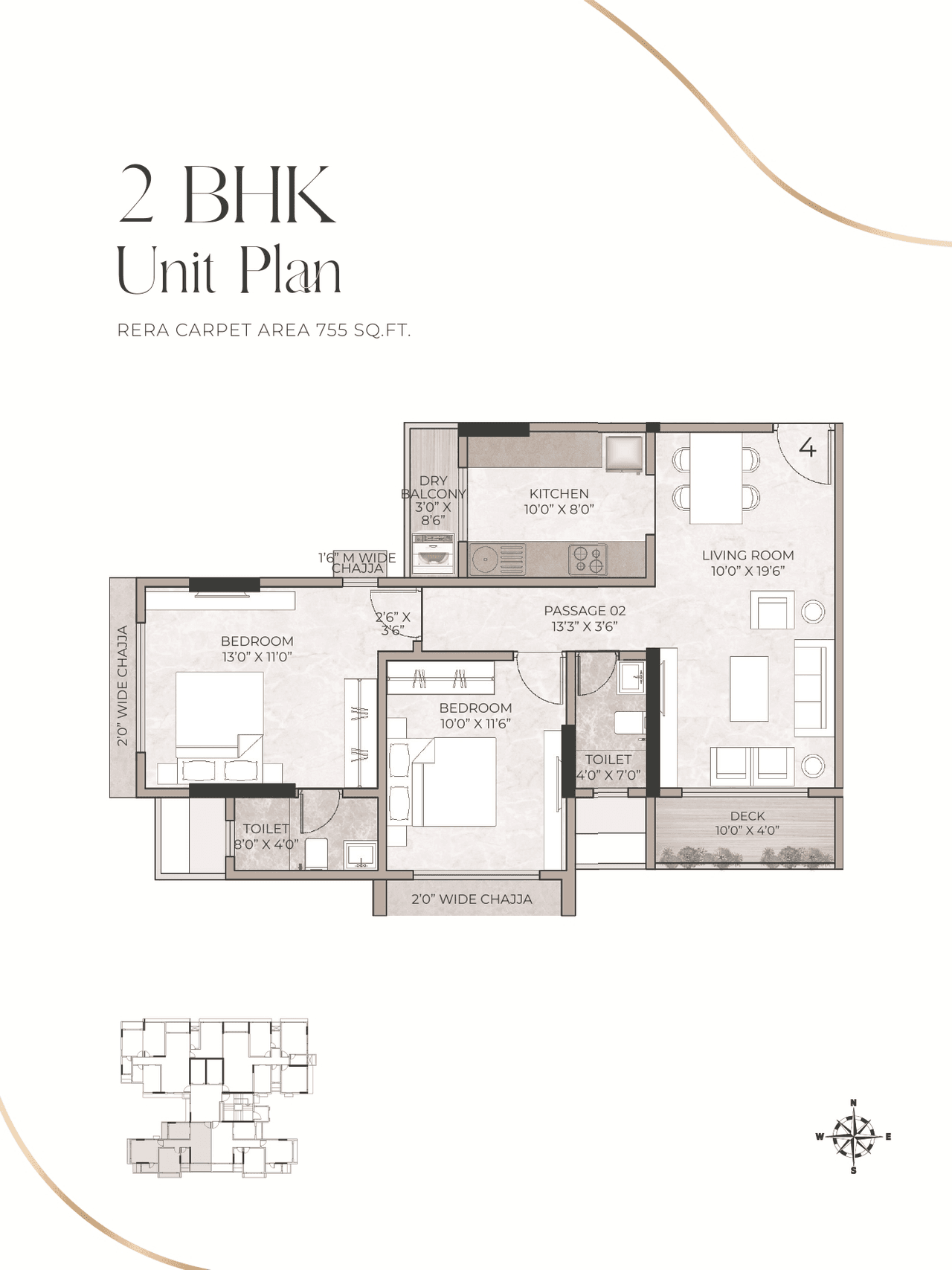 PSK Altair 77 Unit plan - 755 sq.ft.