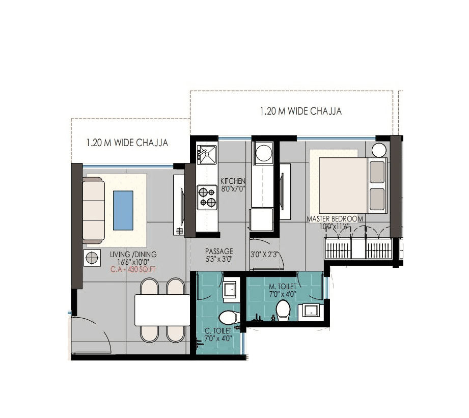 Shivani Rudram Unit plan - 430 sq.ft.
