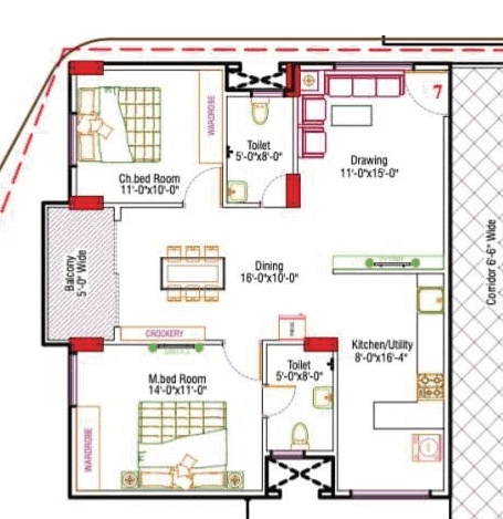 Ishtika Bloom Unit plan - 824 sq.ft.