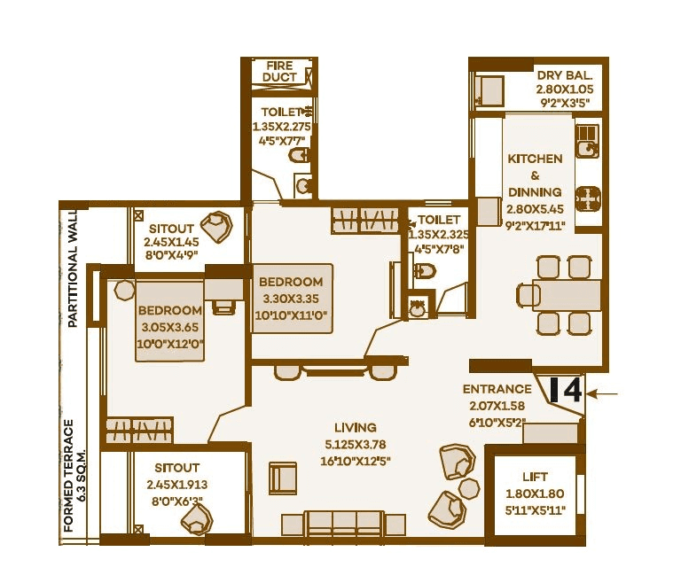 Choice Goodwill Elements Unit plan - 892 sq.ft.