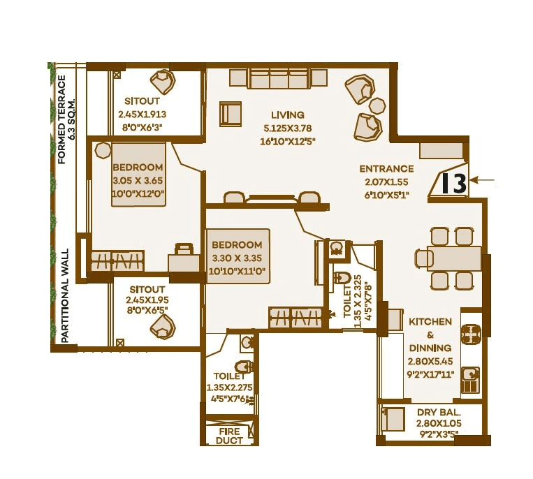 Choice Goodwill Elements Unit plan - 903 sq.ft.