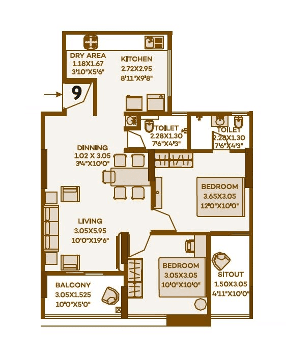 Choice Goodwill Elements Unit plan - 773 sq.ft.