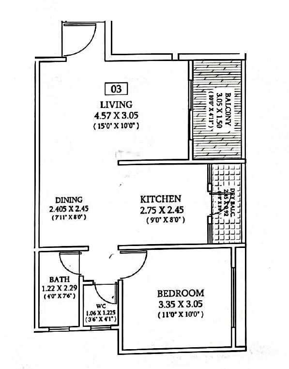Agac Sanskruti Oriana Unit plan - 576 sq.ft.