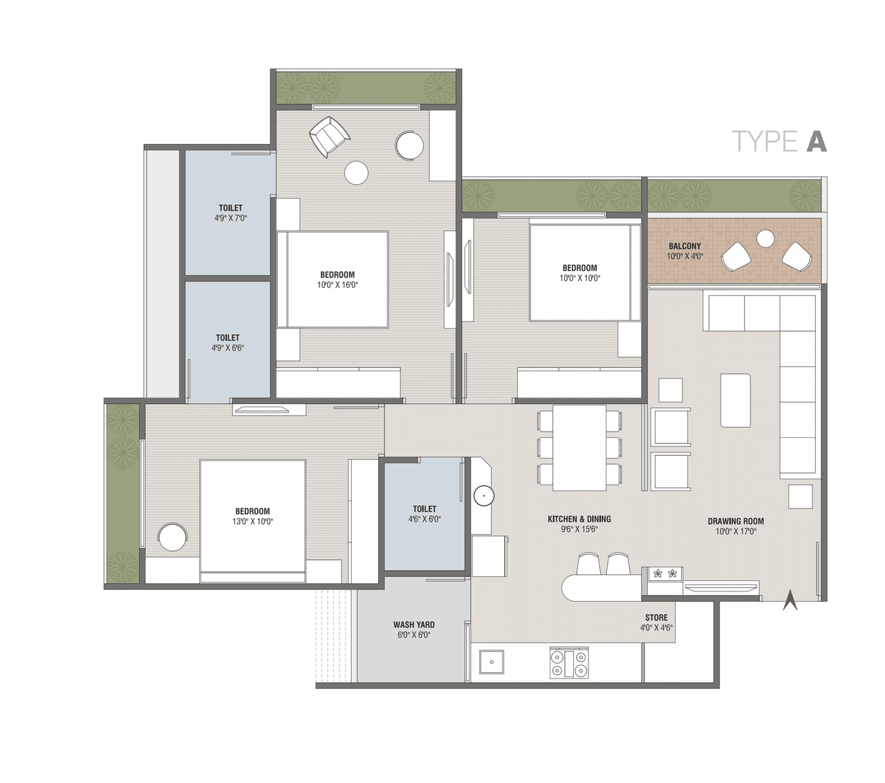 Rashmi Nivaasa Unit plan - 960 sq.ft.