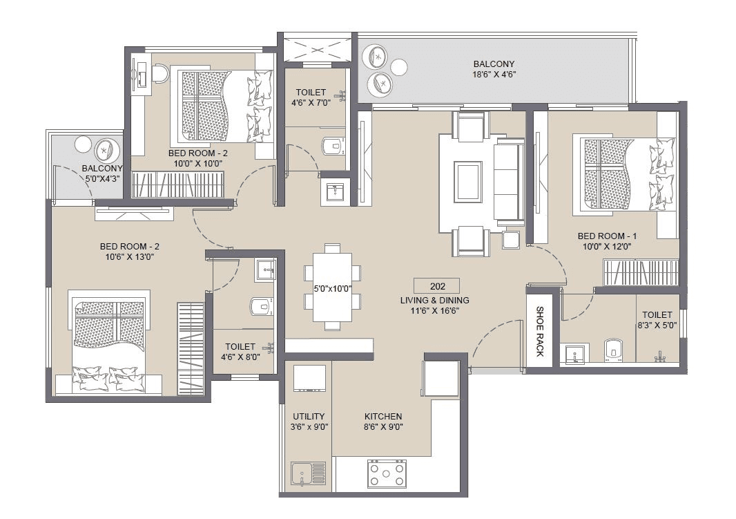 Belmont Skydale Unit plan - 1019 sq.ft.