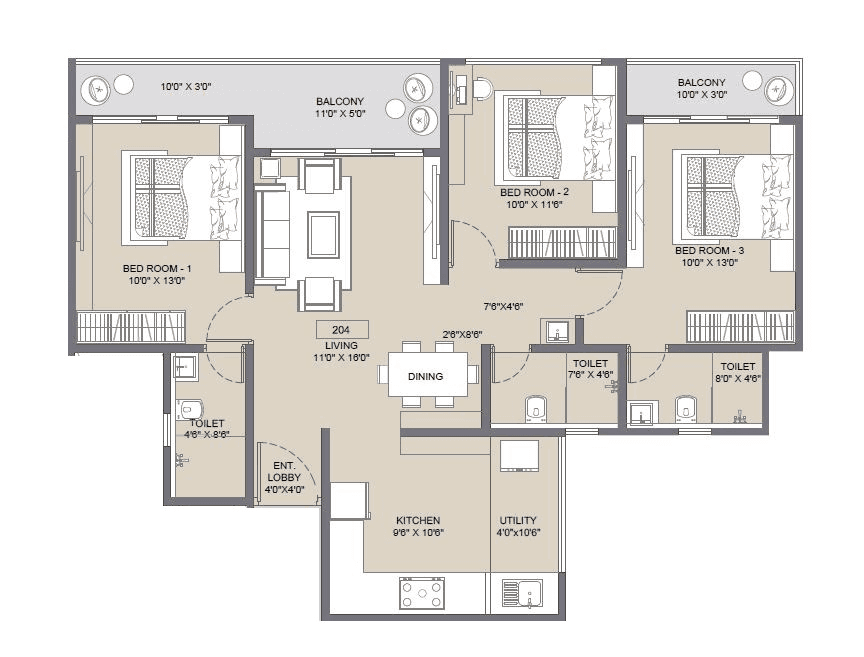 Belmont Skydale Unit plan - 1061 sq.ft.
