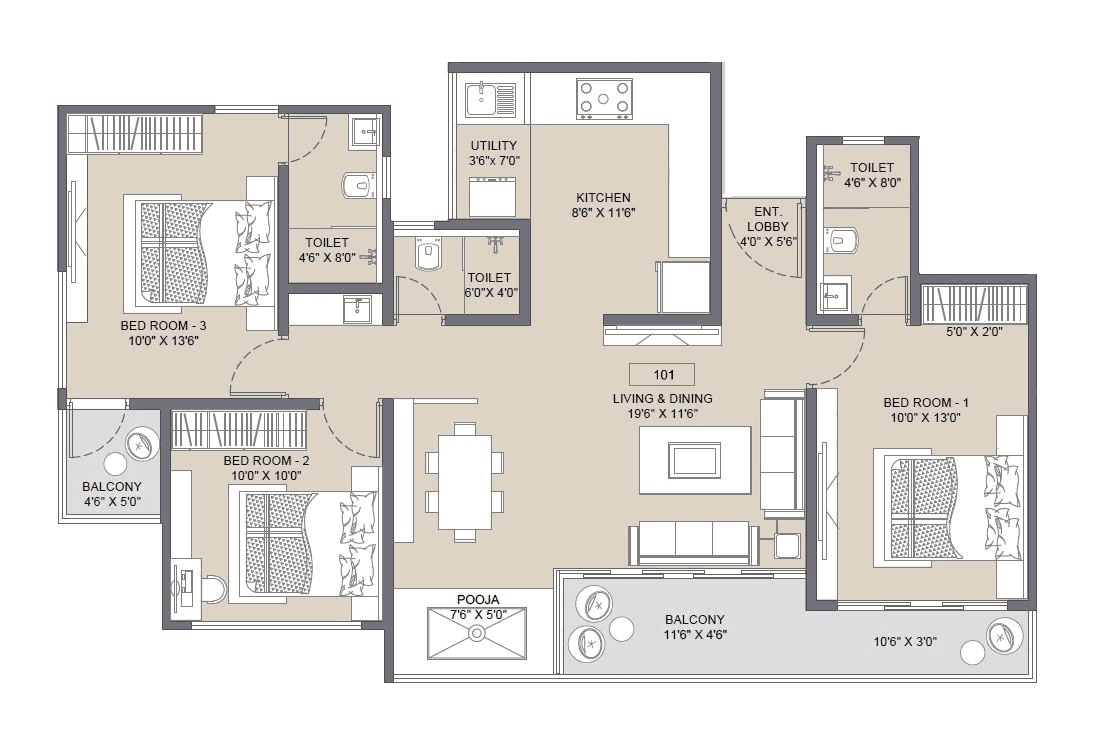 Belmont Skydale Unit plan - 1070 sq.ft.