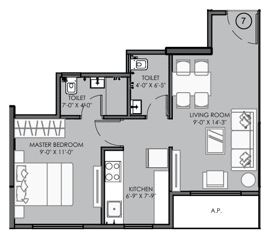 Unit plan - 423 sq.ft.