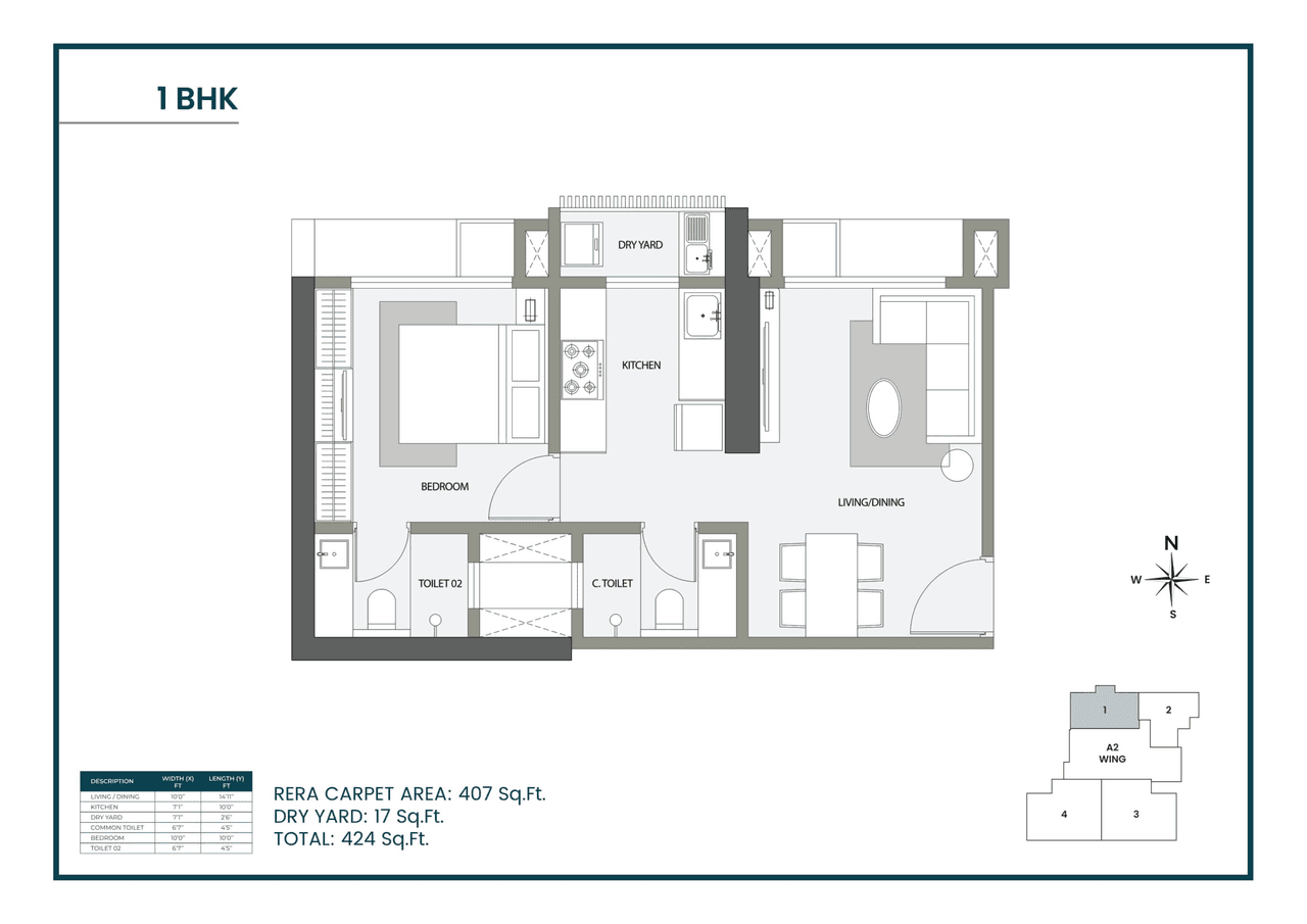 AnchorPoint Unit plan - 424 sq.ft.