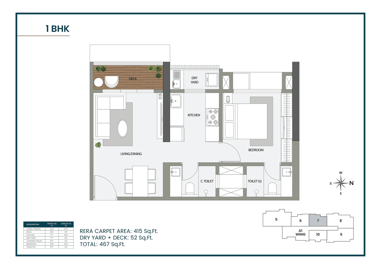 AnchorPoint Unit plan - 467 sq.ft.