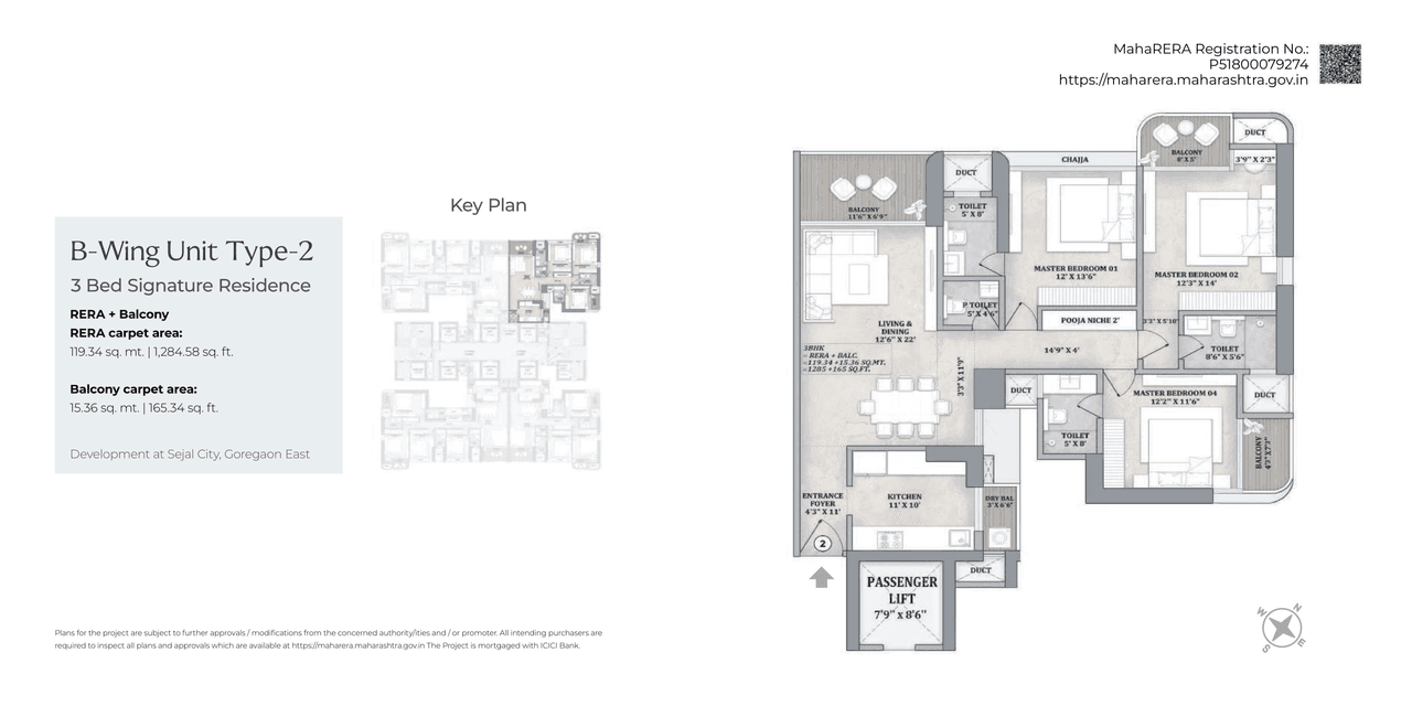 Sejal Goregaon East Unit plan - 1450 sq.ft.