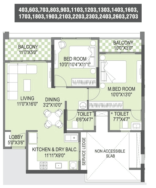 Yashada Earthsong Unit plan - 810 sq.ft.