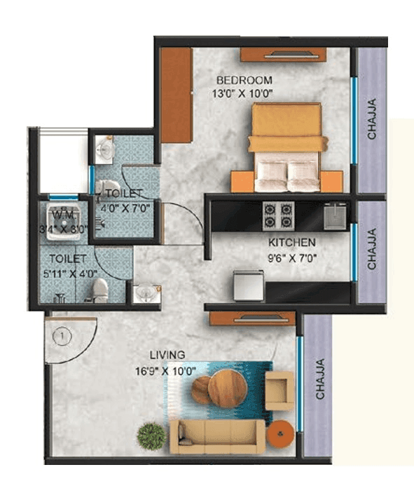 Sarvoday Greens Unit plan - 435 sq.ft.