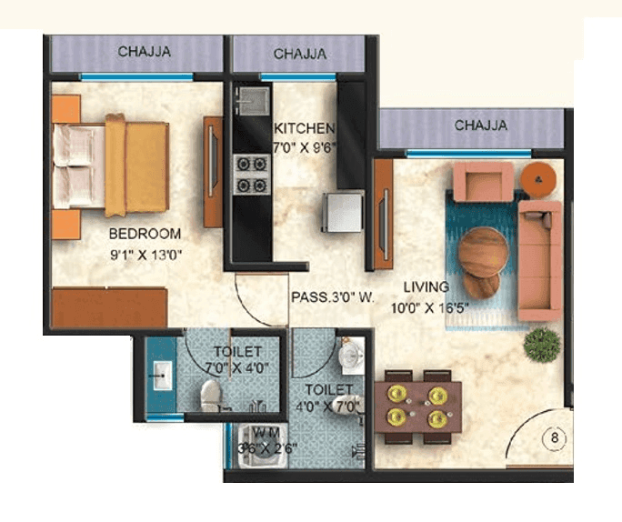 Sarvoday Greens Unit plan - 480 sq.ft.