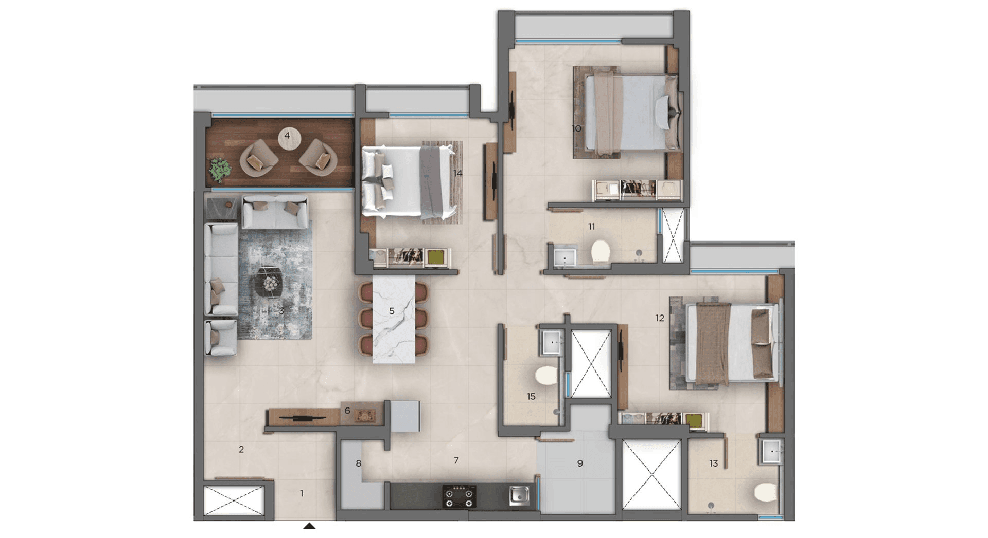 Unit plan - 1205 sq.ft.