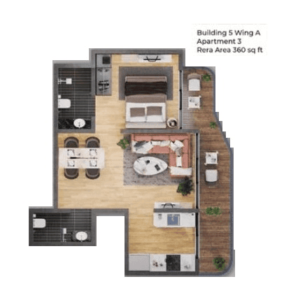 Unit plan - 360 sq.ft.