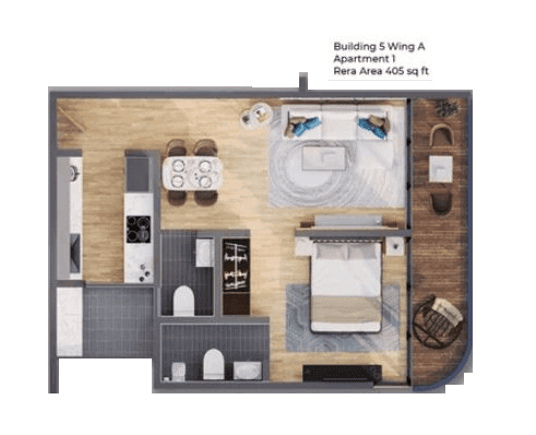 Unit plan - 405 sq.ft.
