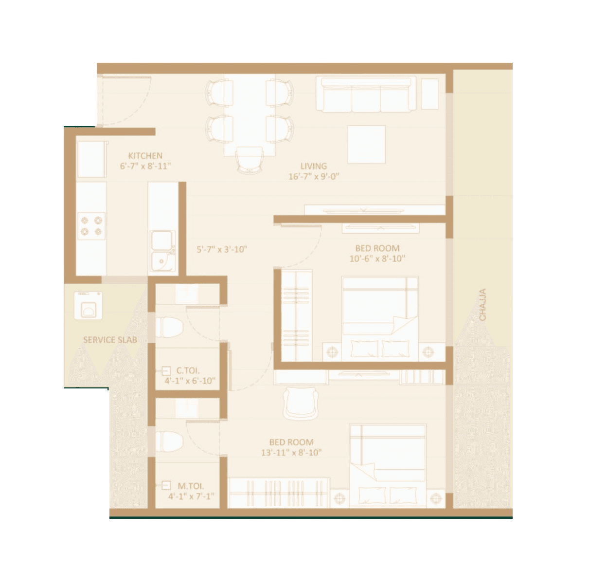 Unit plan - 576 sq.ft.