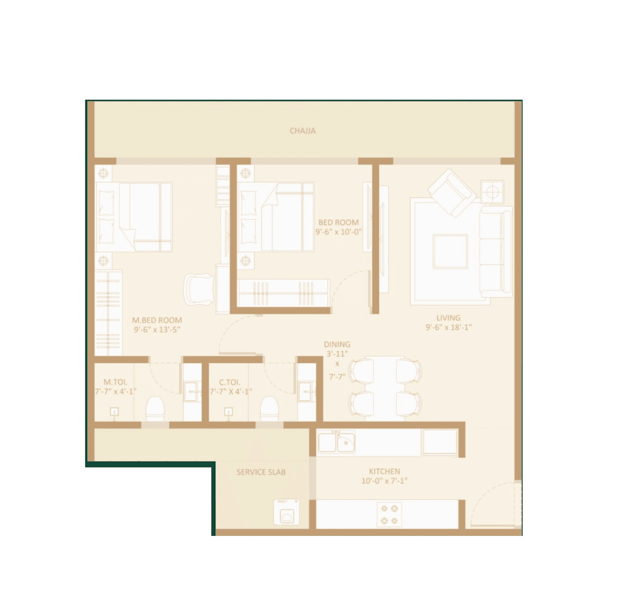 Avant Buzz Unit plan - 639 sq.ft.