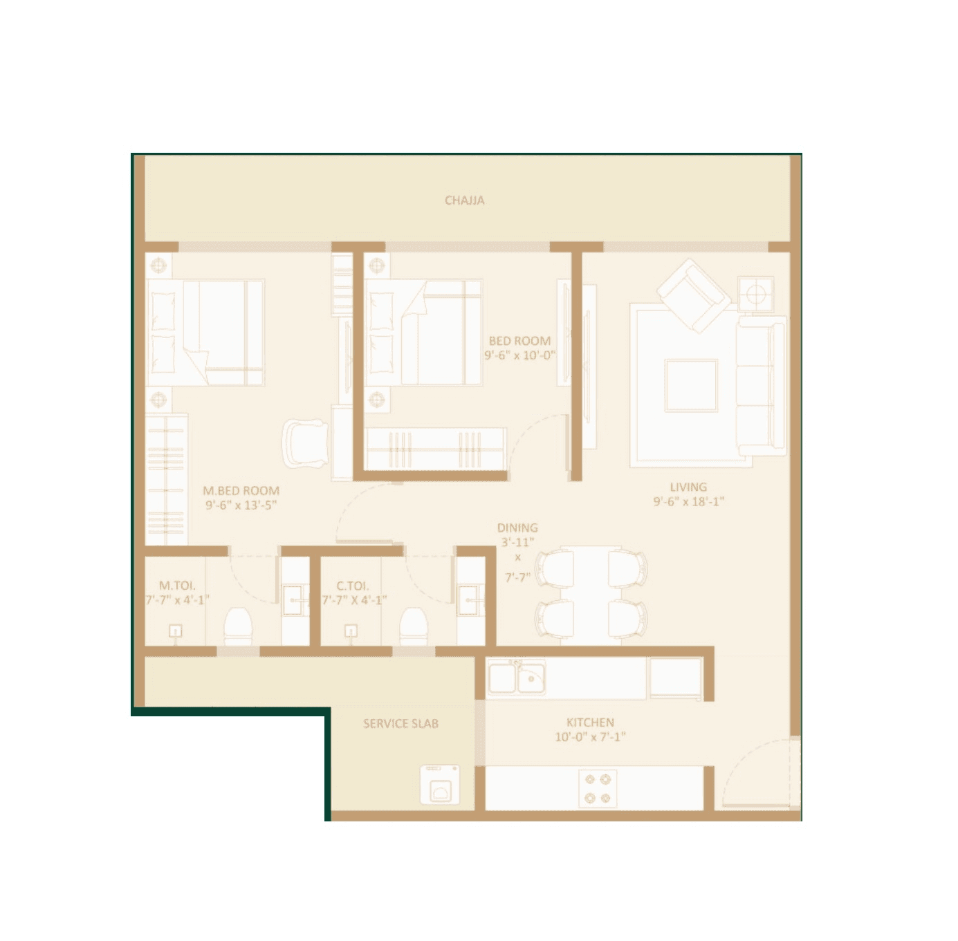 Unit plan - 639 sq.ft.