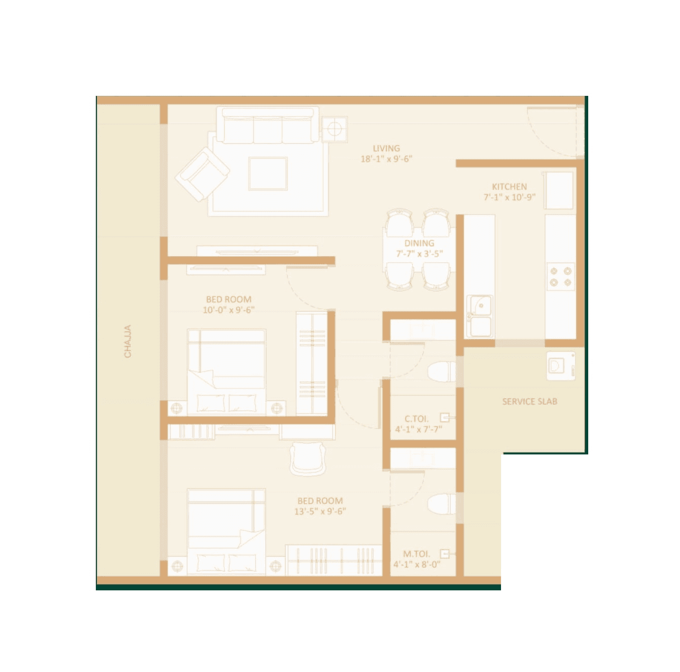 Unit plan - 648 sq.ft.